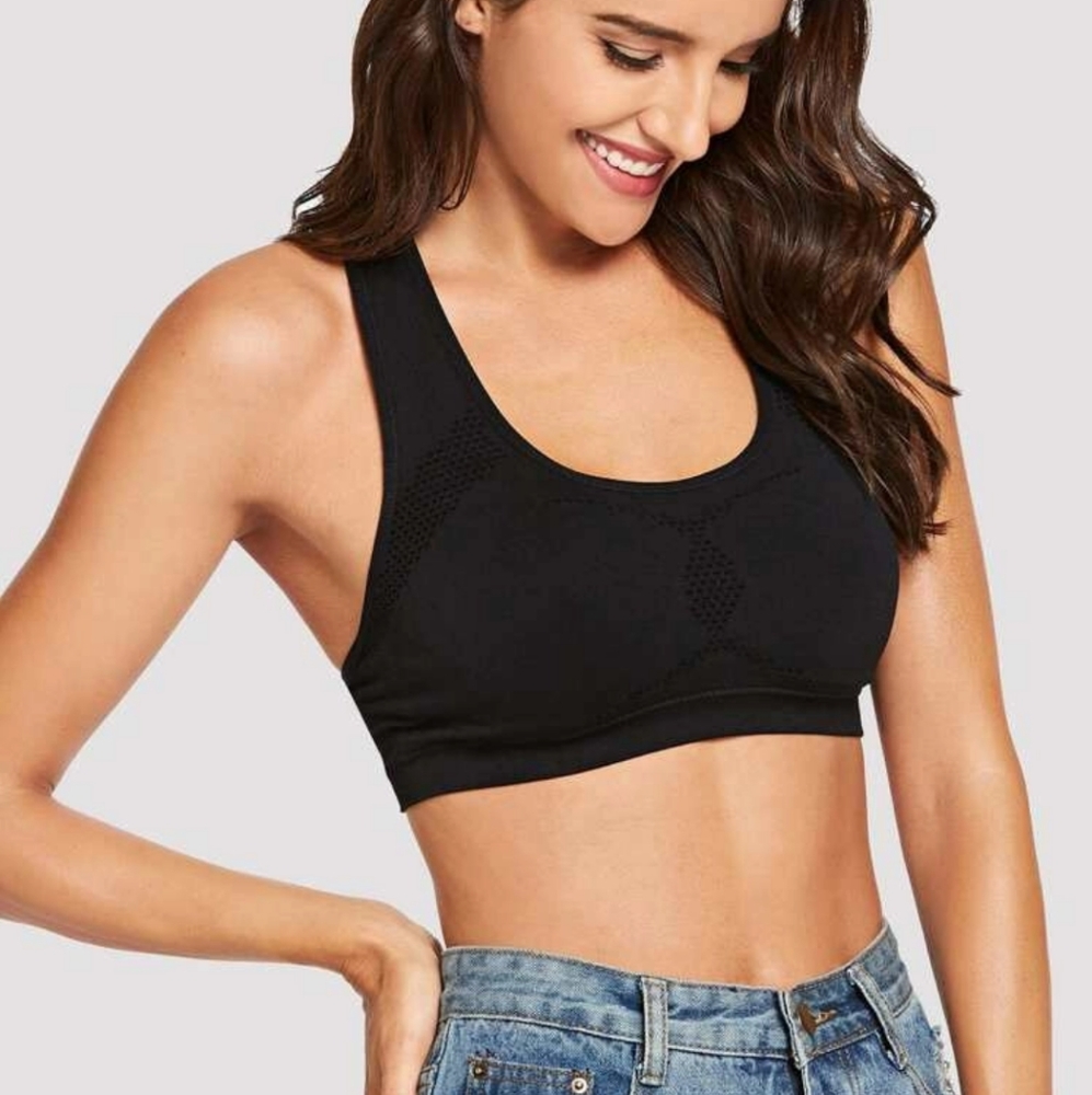 Black Racer Back Sports Bra Sz L